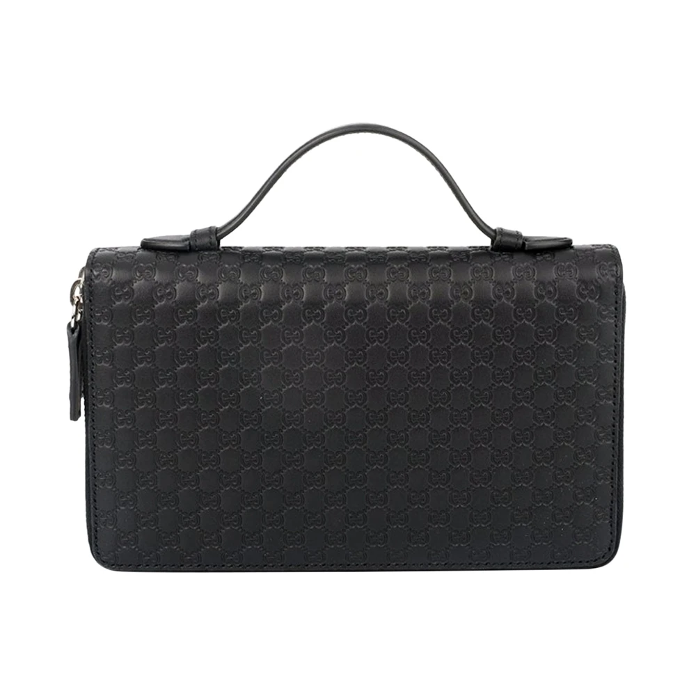 商品[国内直发] Gucci|GUCCI 男士黑色牛皮GG压花手拿包 449246-BMJ1N-1000,价格¥5643,第1张图片
