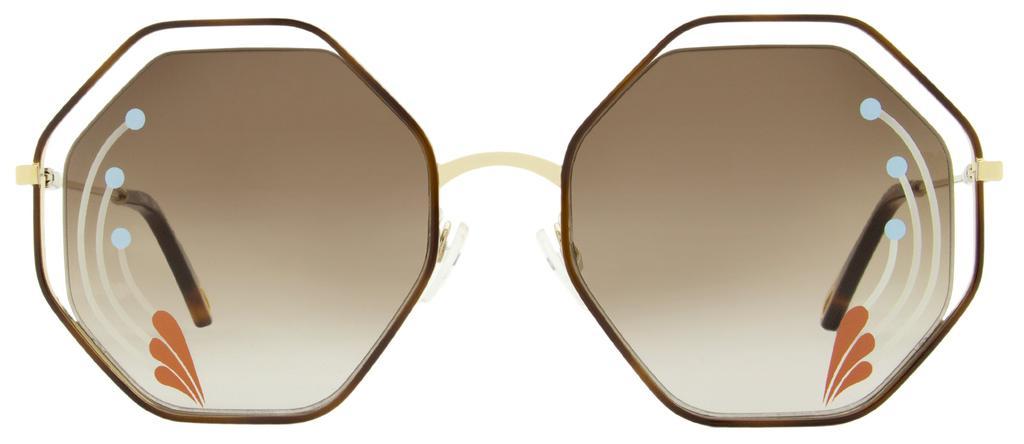 商品Chloé|Chloe Women's Octagonal Sunglasses CE132SRI 258 Gold/Havana 58mm,价格¥724,第4张图片详细描述