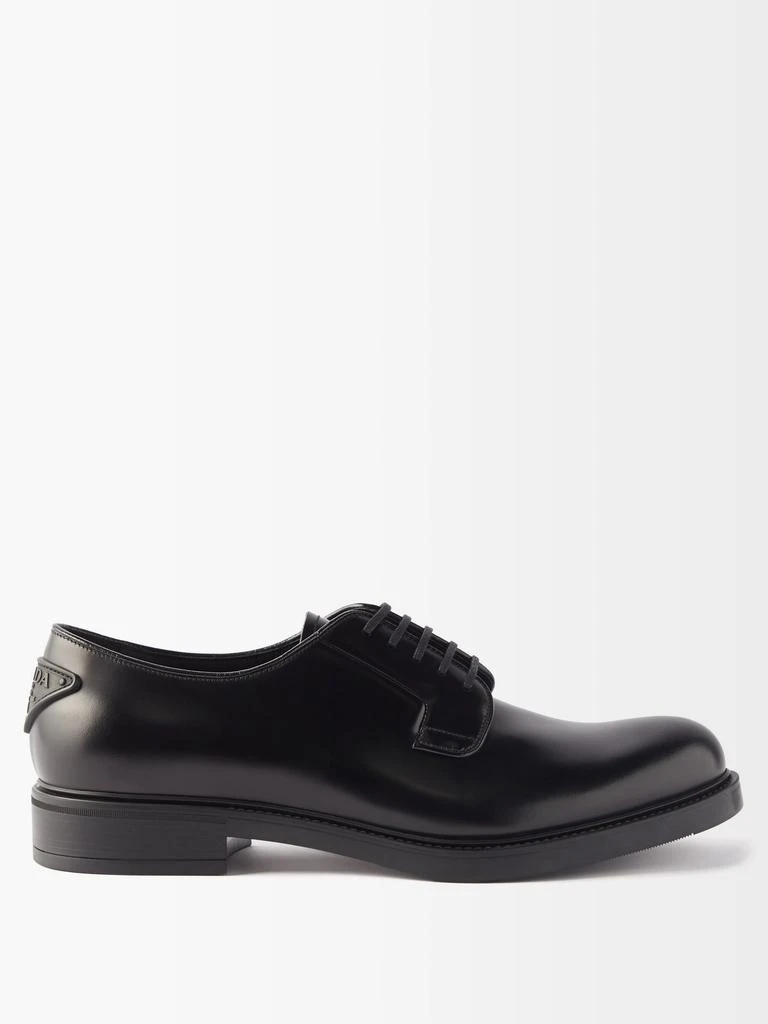 商品Prada|Triangle logo-patch leather Derby shoes,价格¥8231,第1张图片