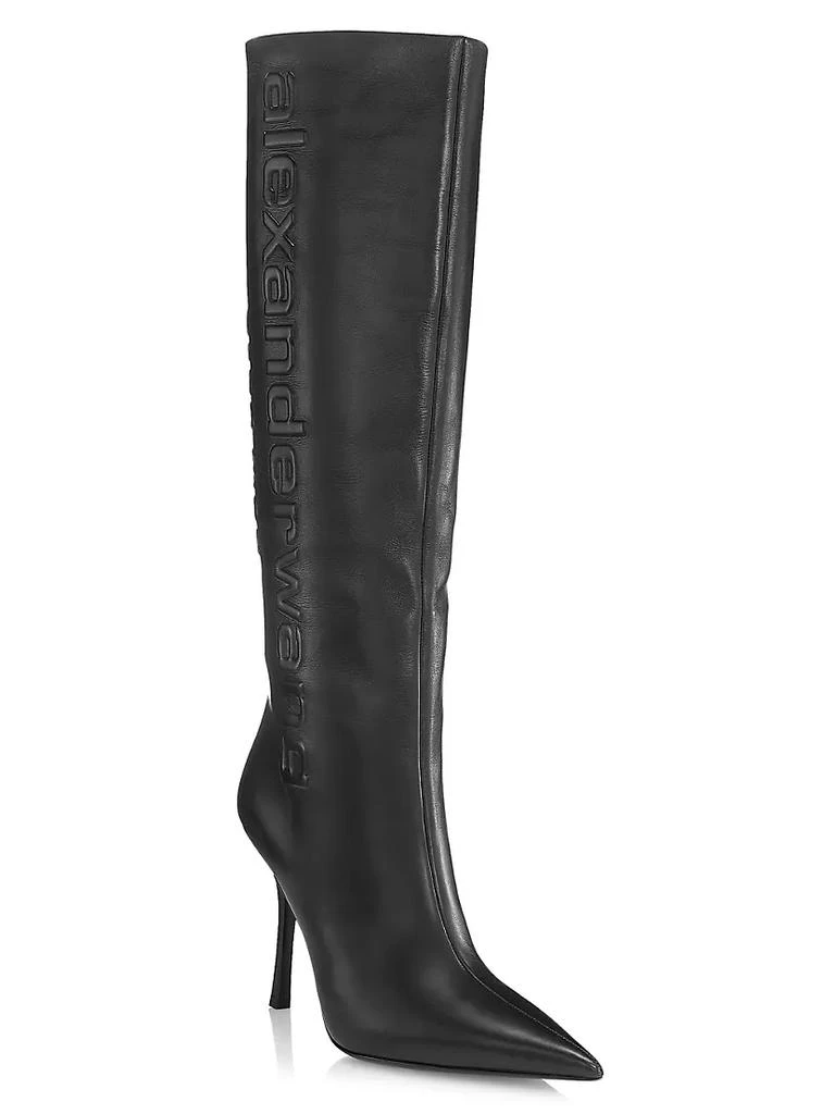 商品Alexander Wang|Delphine 105MM Leather Silicone Logo Tall Boots,价格¥8819,第2张图片详细描述