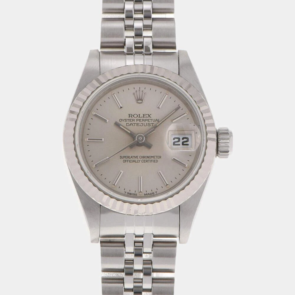 商品[二手商品] Rolex|Rolex Silver 18K White Gold And Stainless Steel Datejust 69174 Women's Wristwatch 26 mm,价格¥30730,第1张图片