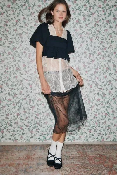 商品Urban Outfitters|UO Jules Sheer Lace Midi Skirt,价格¥76,第1张图片