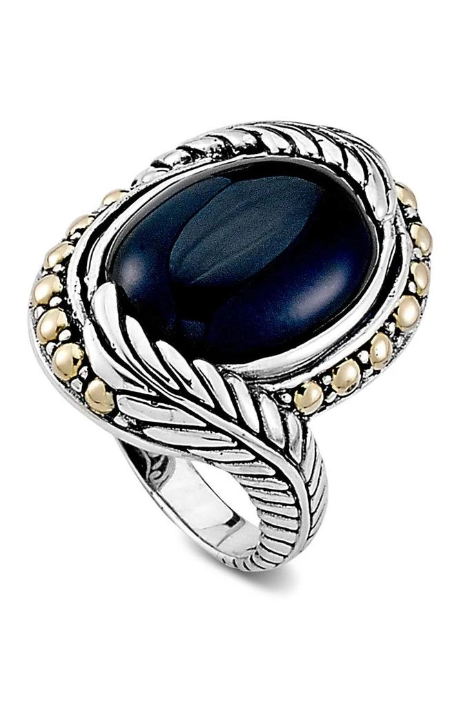 商品SAMUEL B.|Sterling Silver & 18K Yellow Gold Oval Black Onyx Ring,价格¥699,第1张图片