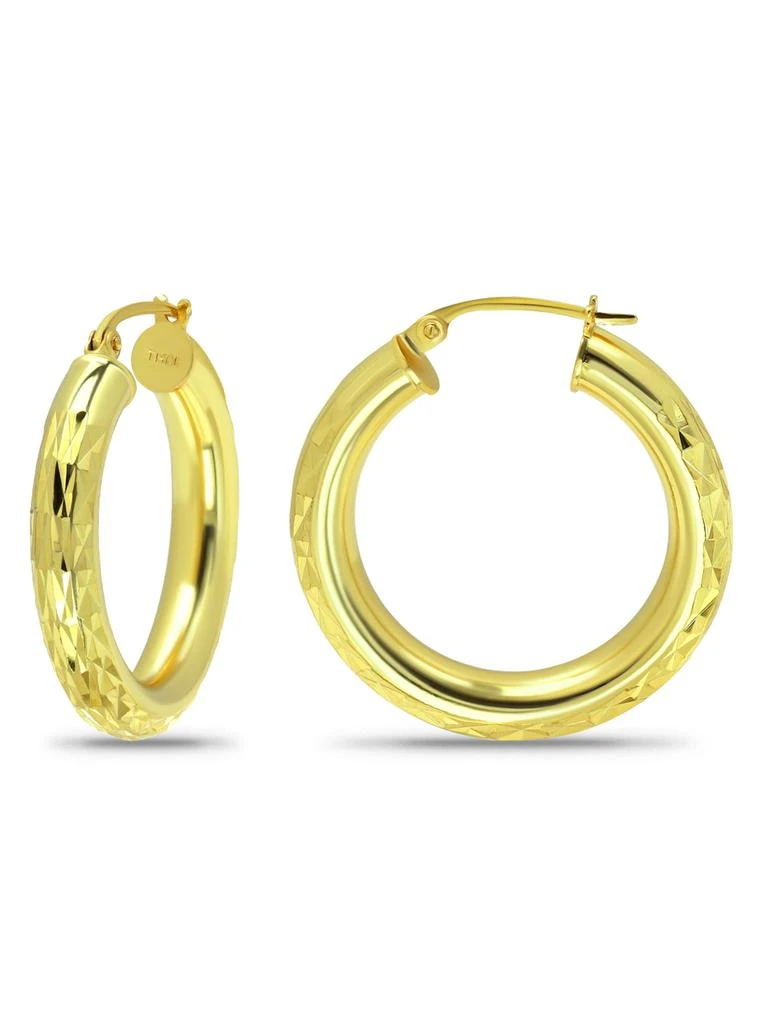 商品Lord & Taylor Jewelry|18K Gold 4X25mm Diamond Cut Hoop Earrings,价格¥220,第4张图片详细描述