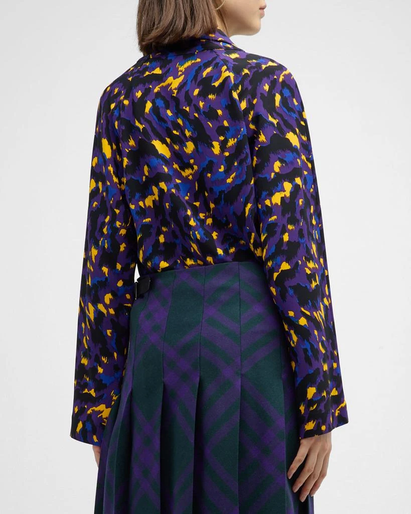 Abstract-Print Long-Sleeve Silk Top 商品