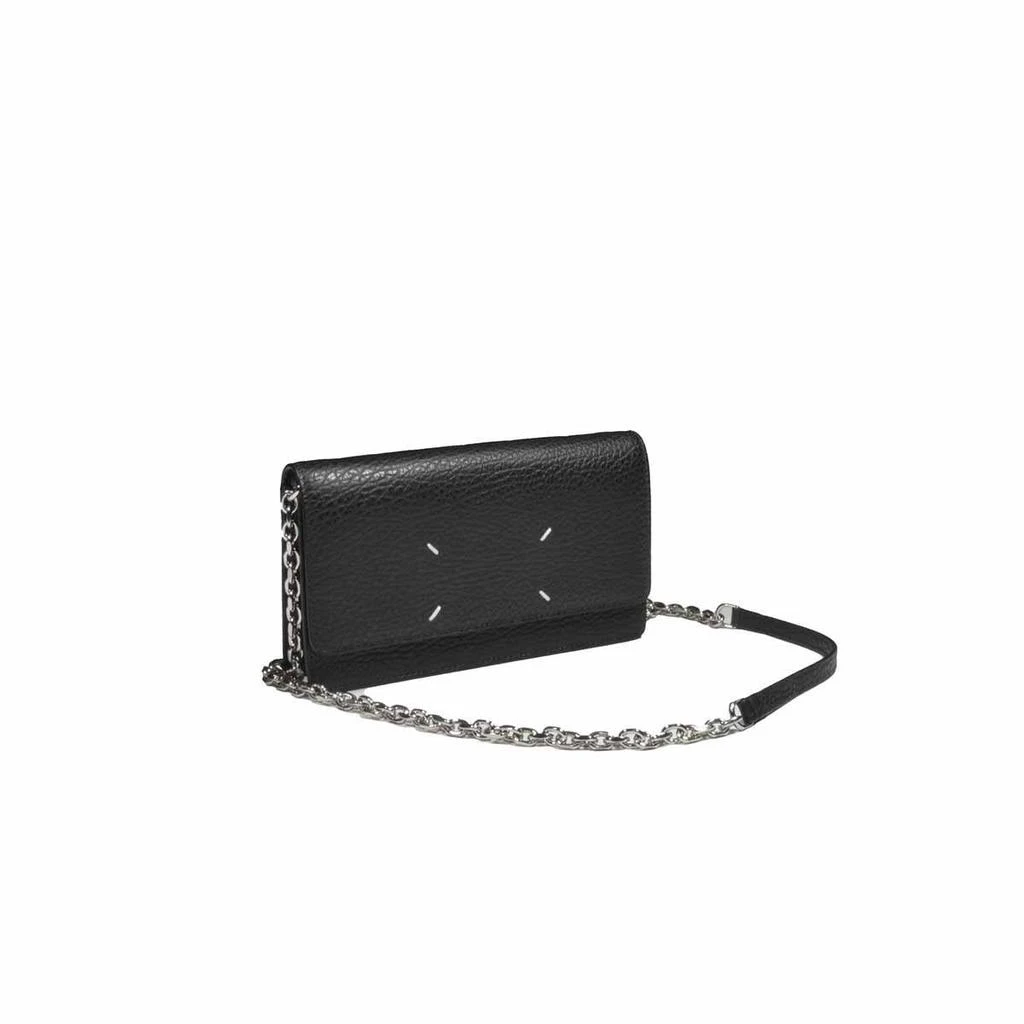 商品MAISON MARGIELA|MAISON MARGIELA Black grained leather shoulder wallet purse Maison Margiela,价格¥5372,第2张图片详细描述