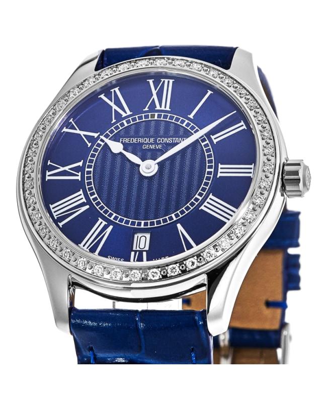 Frederique Constant Diamond Blue Dial Leather Strap Women's Watch FC-220MN3BD6商品第2张图片规格展示