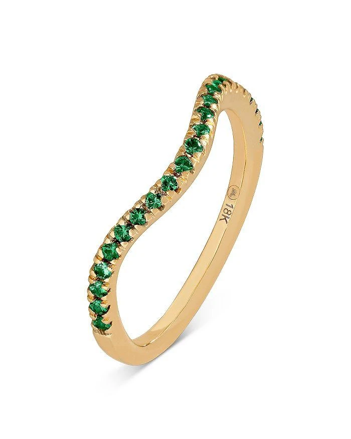 商品Sandy Leong|18K Yellow Gold Birthstone Emerald Wave Stack Ring,价格¥14202,第1张图片