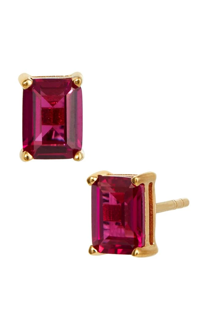 VERMEIL DECEMBER BLUE TOPAZ EMERALD CUT CZ BIRTHSTONE STUD IN BOX 商品