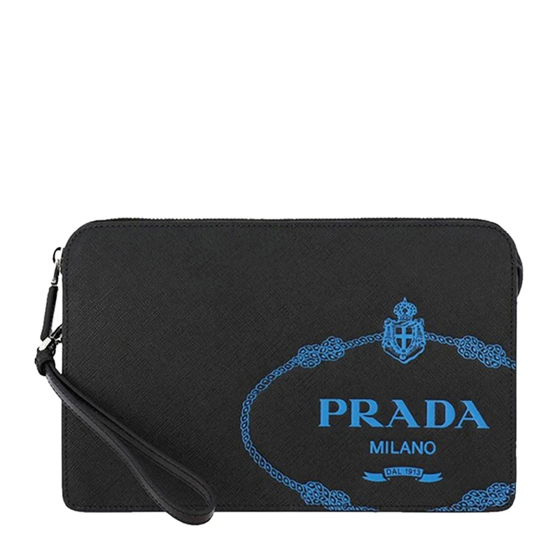 商品[国内直发] Prada|PRADA  男士黑色皮革手拿包  2VF056-9Z2-OLM-F0QLR,价格¥8165,第1张图片