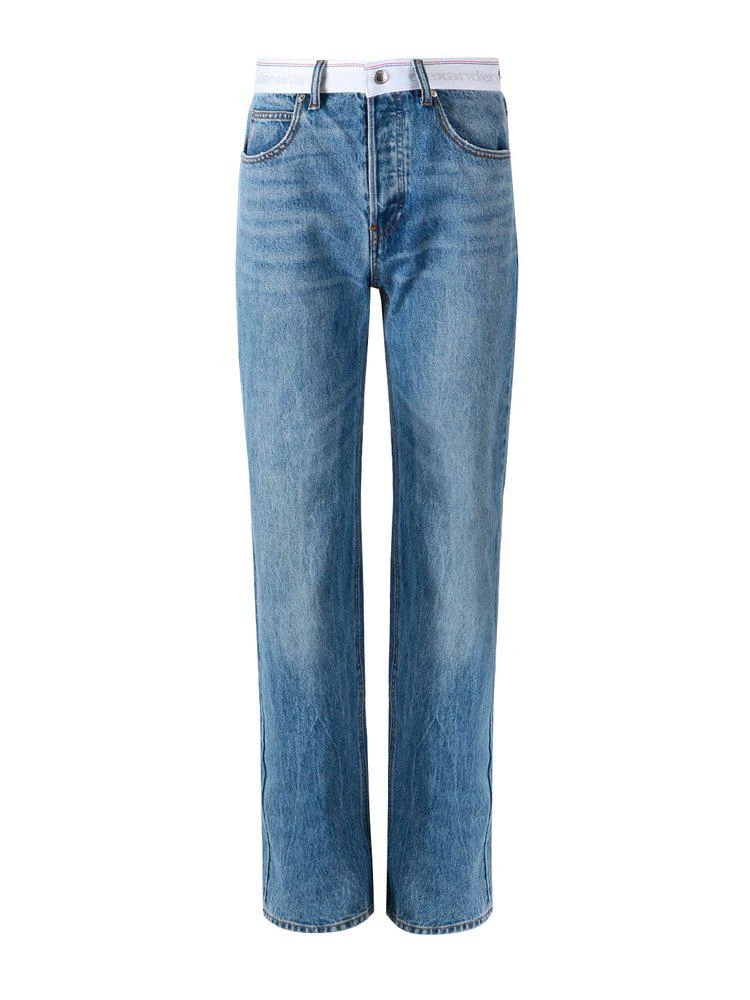 商品Alexander Wang|Alexander Wang Logo Waistband Straight-Leg Jeans,价格¥3402,第1张图片