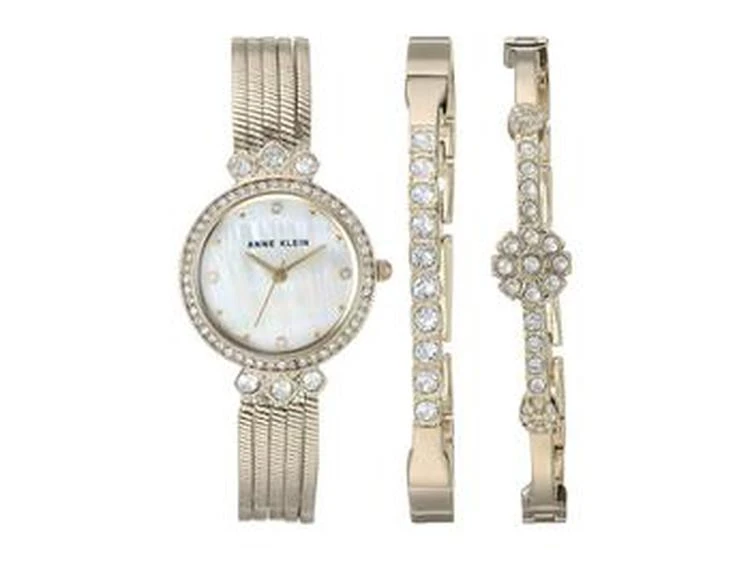 商品Anne Klein|花朵装饰手镯手表套装 AK-3202GBST,价格¥633,第1张图片