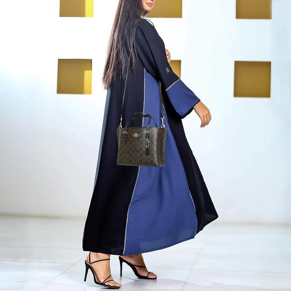 商品Coach|Coach Dark Brown/Black Signature Coated Canvas and Leather Molly 25 Tote,价格¥2849,第2张图片详细描述