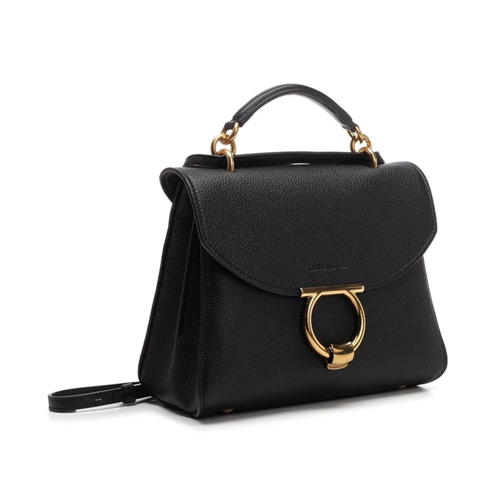 Salvatore Ferragamo 菲拉格慕 女士黑色牛皮手提包挎包 21-H493-0718459 商品