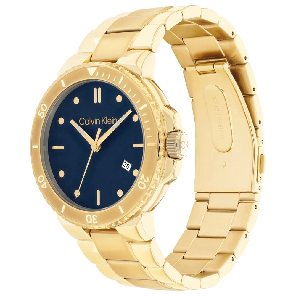 商品Calvin Klein|Men's Gold-Tone Stainless Steel Bracelet Watch 44mm,价格¥973,第2张图片详细描述