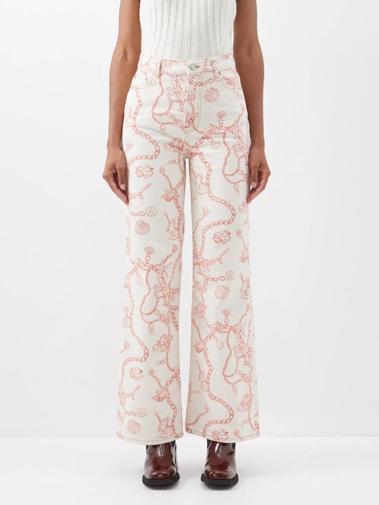 商品Ganni|Seaside-print organic-cotton jeans,价格¥812,第1张图片
