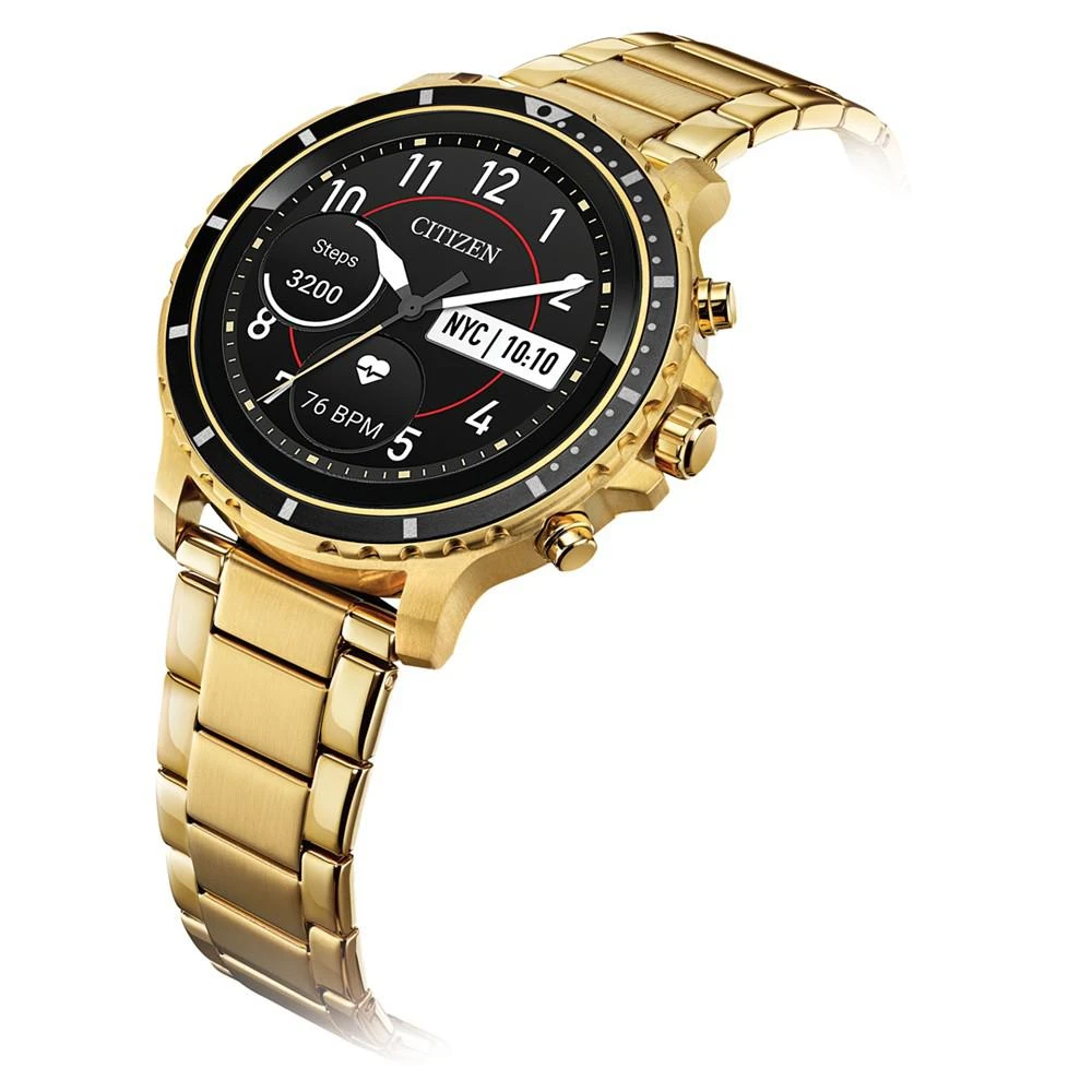 商品Citizen|Men's CZ Smart HR Gold Tone Stainless Steel Bracelet Touchscreen Smart Watch 46mm,价格¥2912,第2张图片详细描述