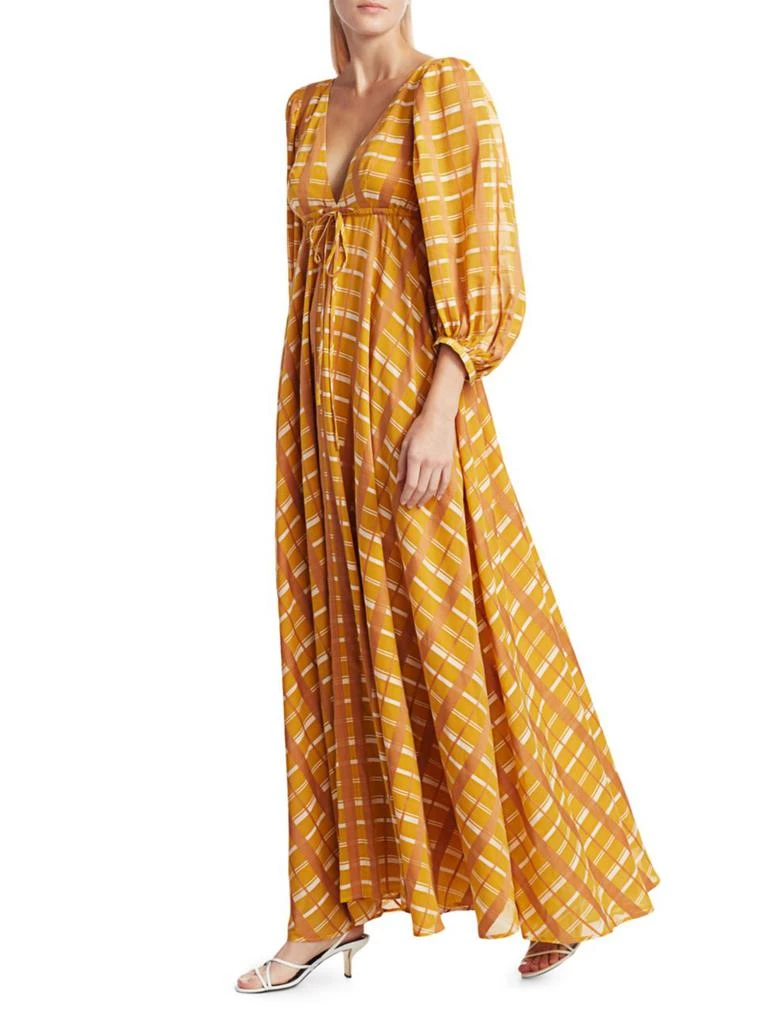 商品Staud|Amaretti Checker Puff-Sleeve Maxi Dress,价格¥777,第3张图片详细描述