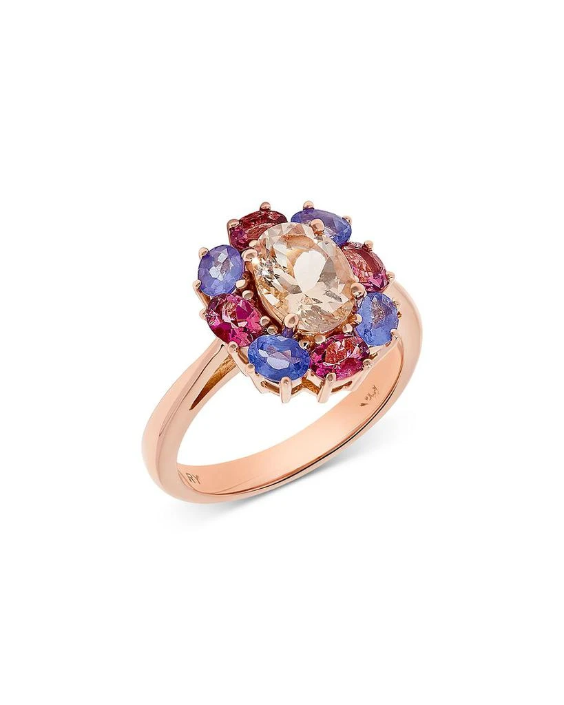 商品Bloomingdale's|Multi Gemstone Halo Ring in 14K Rose Gold,价格¥8478,第1张图片