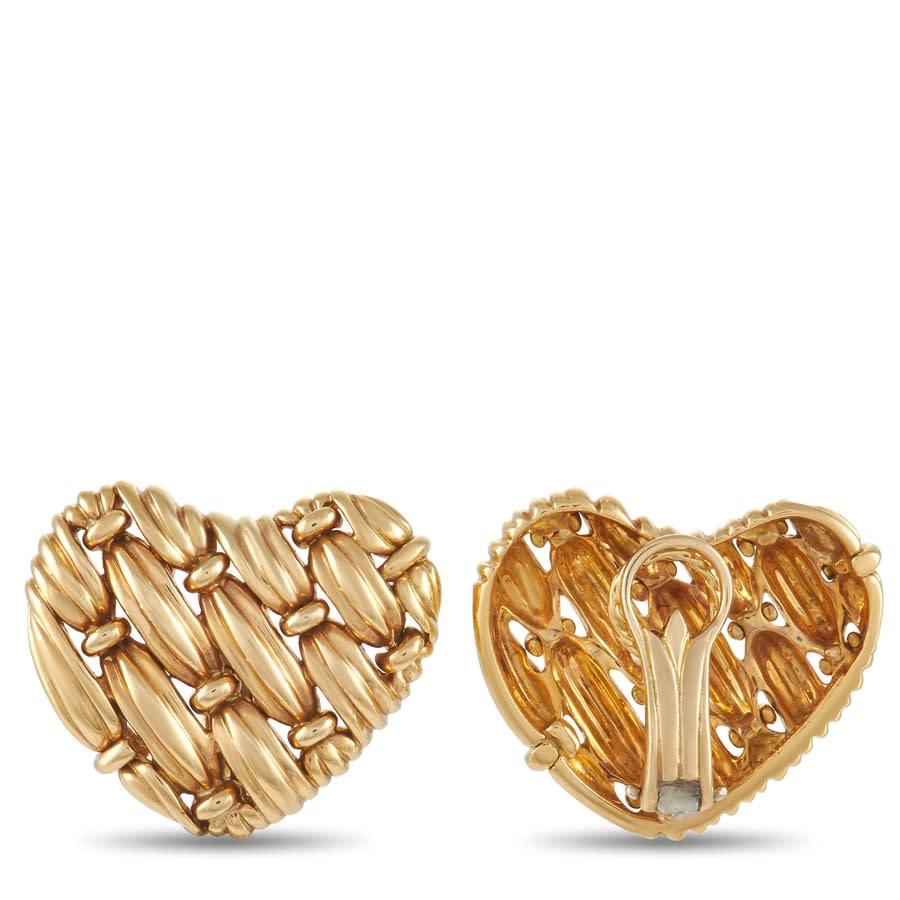 Pre-Owned Tiffany  Co. 18K Yellow Gold Heart Clip On Earrings商品第2张图片规格展示