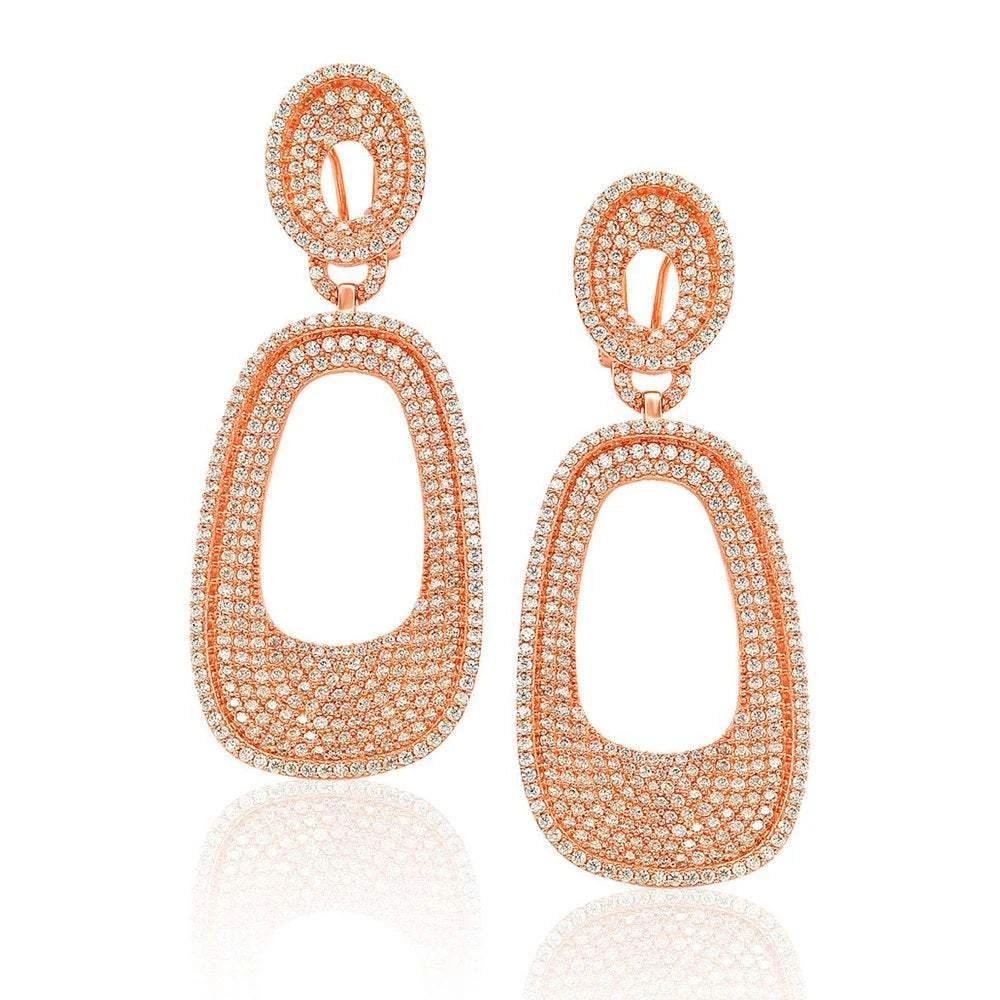 商品Suzy Levian|Suzy Levian Sterling Silver Cubic Zirconia Pave Rose Earrings,价格¥1314,第1张图片