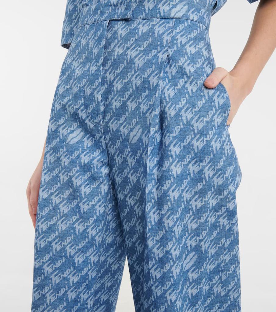 Fendi Brush high-rise cotton chambray pants商品第4张图片规格展示