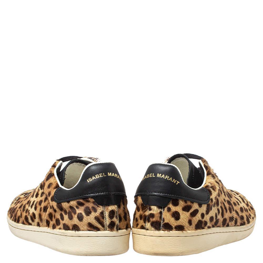 商品[二手商品] Isabel Marant|Isabel Marant Brown/Black Leopard Print Pony Hair And Leather Sneakers Size 36,价格¥955,第7张图片详细描述