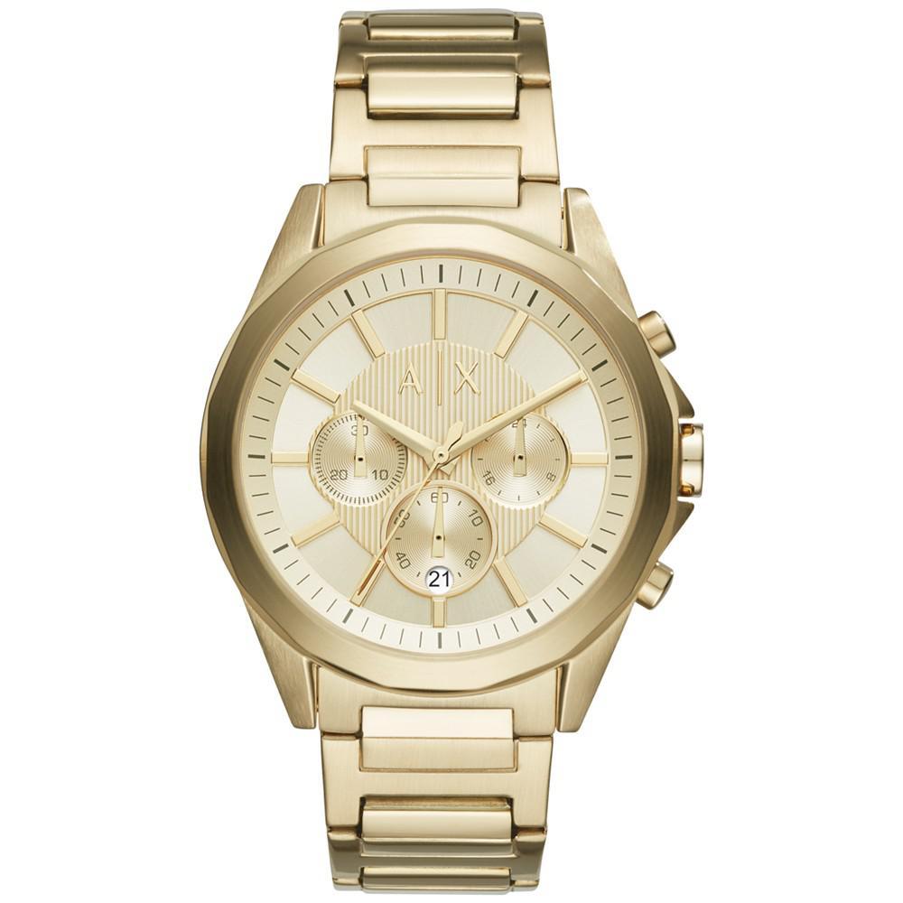 商品Armani Exchange|Men's Gold-Tone Stainless Steel Bracelet Watch 44mm AX2602,价格¥1621,第1张图片