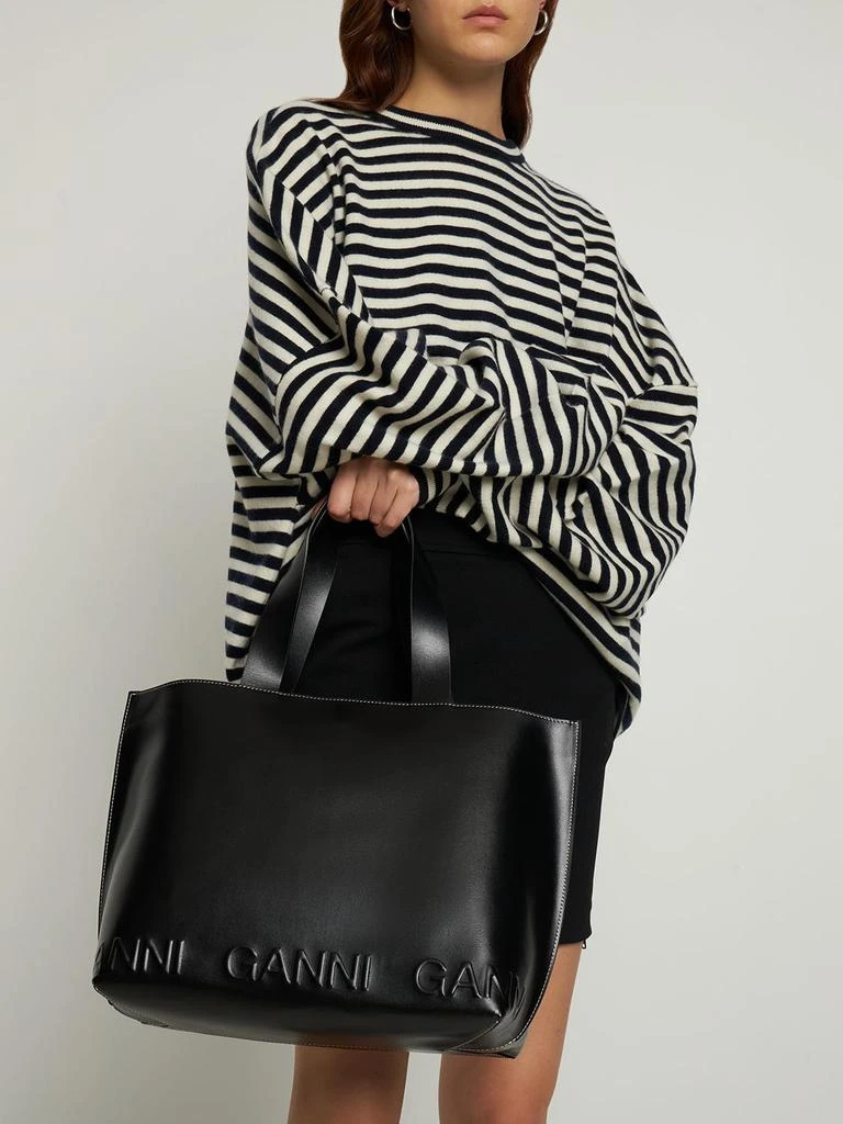 商品Ganni|Banner East West Leather Tote,价格¥3030,第2张图片详细描述