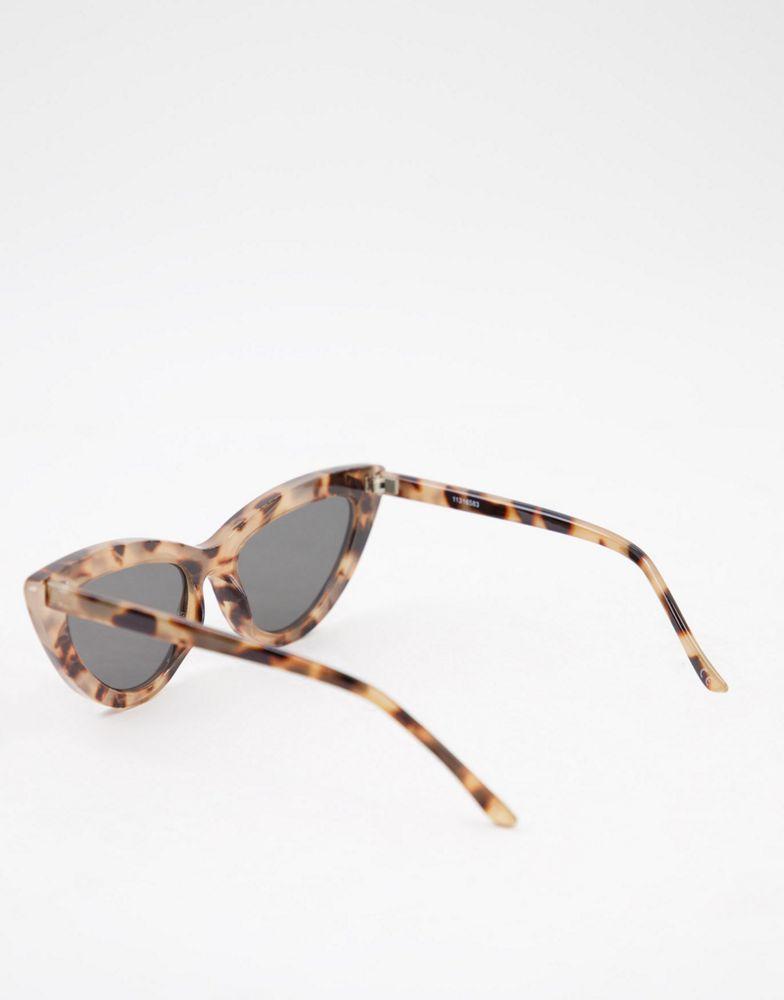 ASOS DESIGN frame bevelled cat eye sunglasses in milky tort - BROWN商品第3张图片规格展示