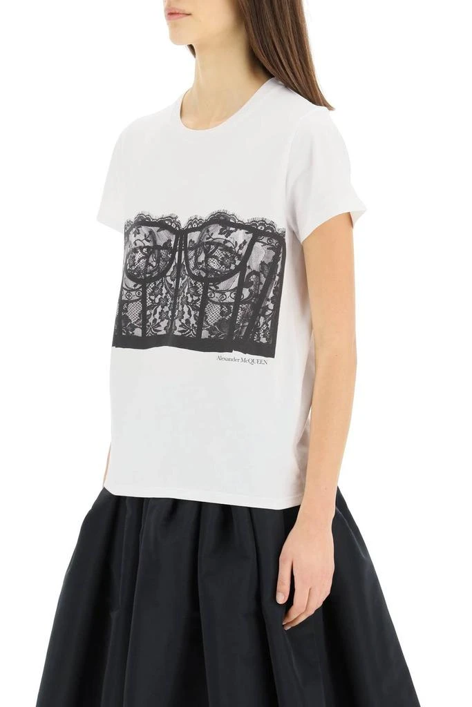 商品Alexander McQueen|Alexander McQueen Lace Corset Printed T-Shirt,价格¥2191,第5张图片详细描述