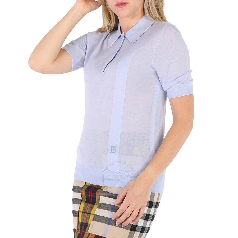 商品Burberry|Ladies Pale Blue Madeline Wool-Blend Logo Polo Shirt,价格¥961,第3张图片详细描述