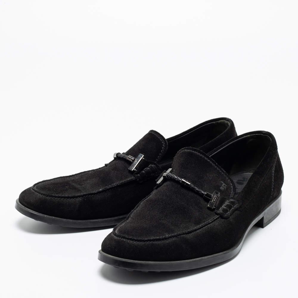 商品[二手商品] Tod's|Tod's Black Suede Buckle Slip-On Loafers Size 43,价格¥1501,第4张图片详细描述