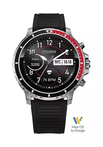 商品Citizen|CZ Smart HR Heart Rate Smartwatch 46 Millimeter Black Silicon Stainless Steel Watch, Powered by Google Wear OS,价格¥2079,第1张图片