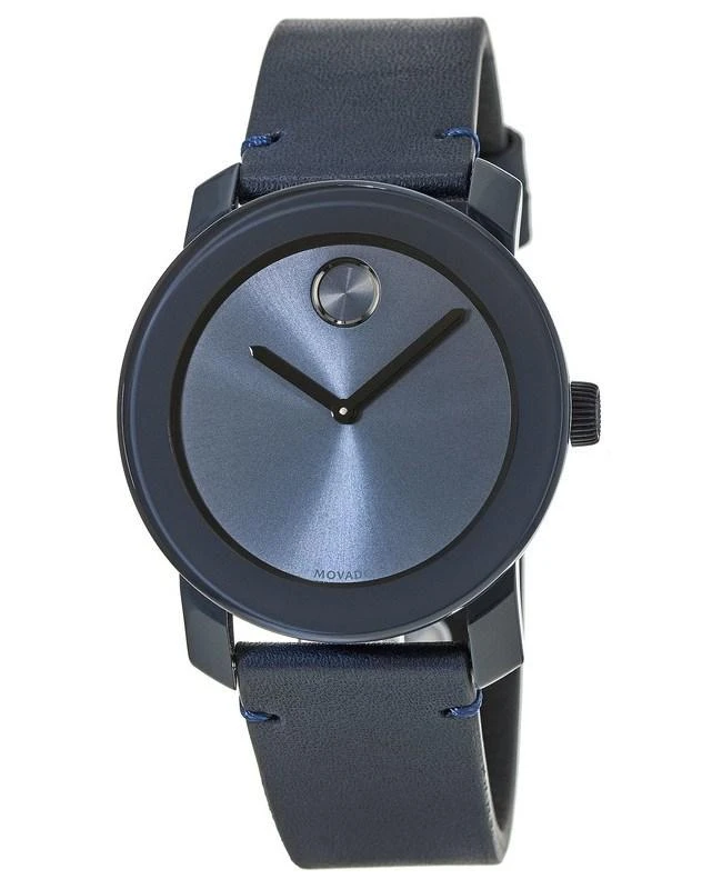 商品Movado|Movado Bold Blue Dial 42mm Leather Strap Men's Watch 3600370,价格¥1492,第1张图片