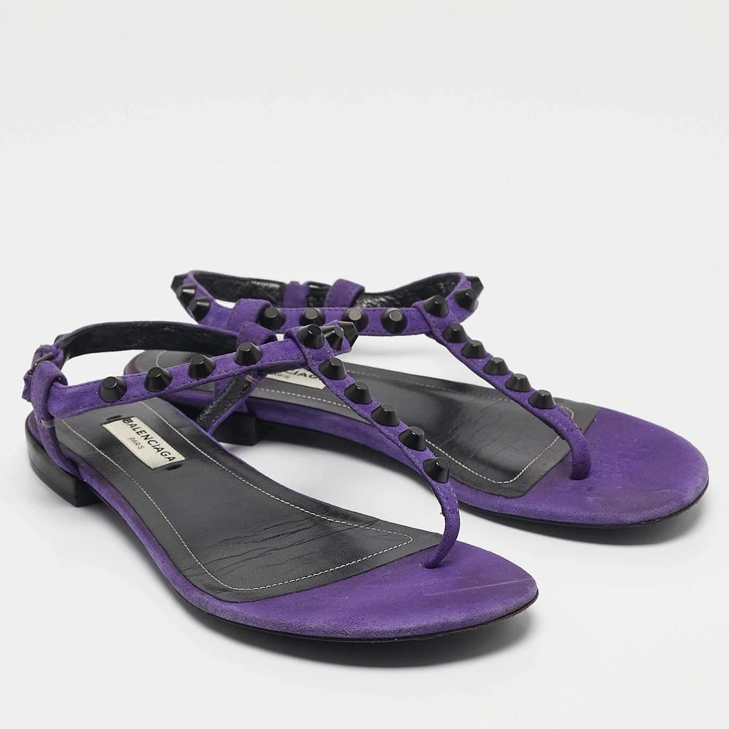商品[二手商品] Balenciaga|Balenciaga Purple Suede Arena Flat Sandals Size 37,价格¥2140,第4张图片详细描述