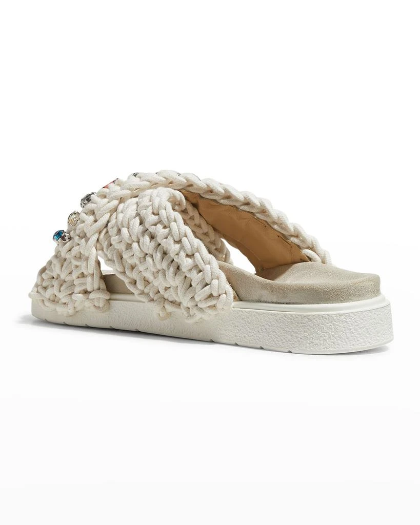 Cotton Crochet Crisscross Crystal Sandals 商品