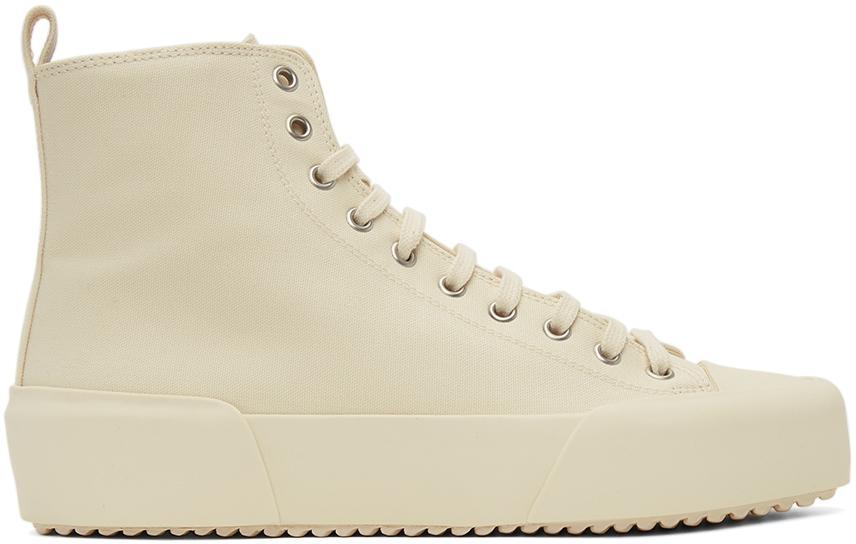 商品Jil Sander|Off-White Canvas High-Top Sneakers,价格¥3920,第1张图片