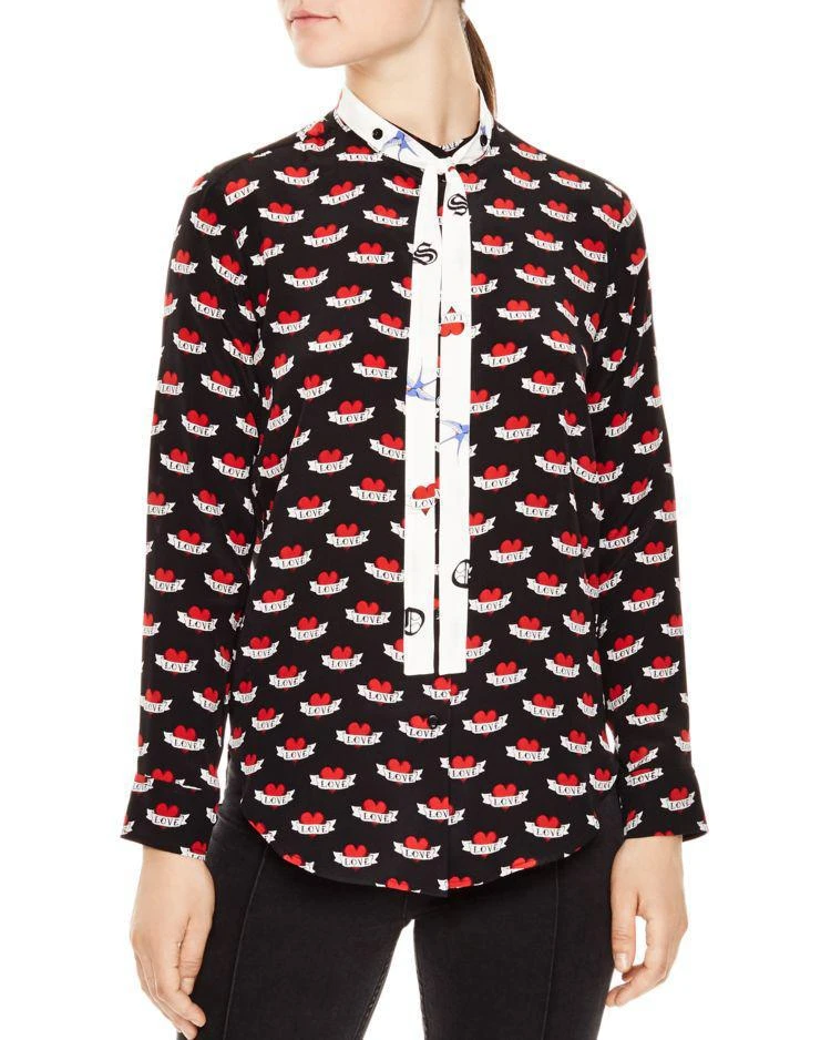 商品Sandro|Maika Tattoo-Print Silk Shirt,价格¥2088,第1张图片
