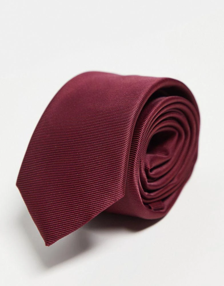 商品ASOS|ASOS DESIGN slim tie in burgundy,价格¥91,第4张图片详细描述