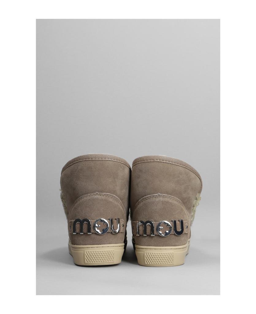 商品Mou|Eskimo Sneaker Low Heels Ankle Boots In Taupe Suede,价格¥1928,第6张图片详细描述