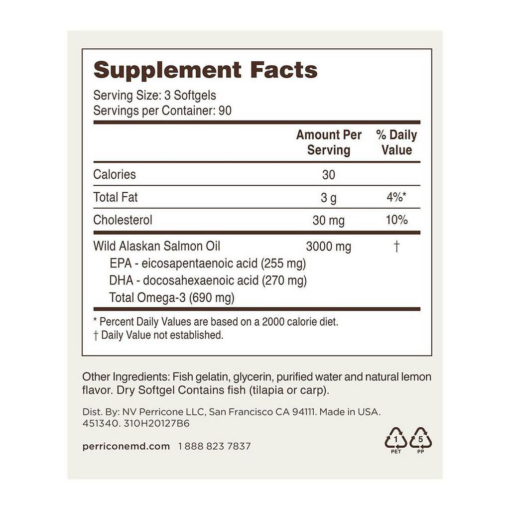 商品Perricone MD|Omega-3深海鱼油胶囊 (90天量) 270粒,价格¥823,第6张图片详细描述