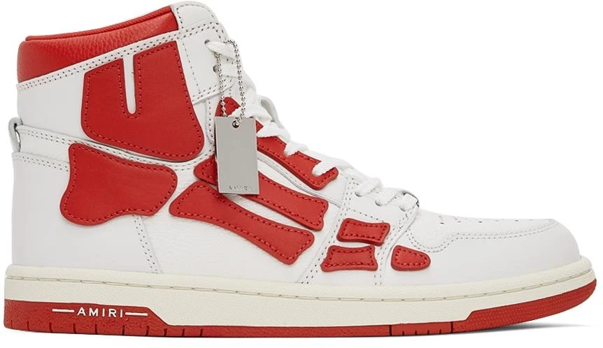 商品AMIRI|White & Red Skel Top Hi Sneakers,价格¥3292,第1张图片