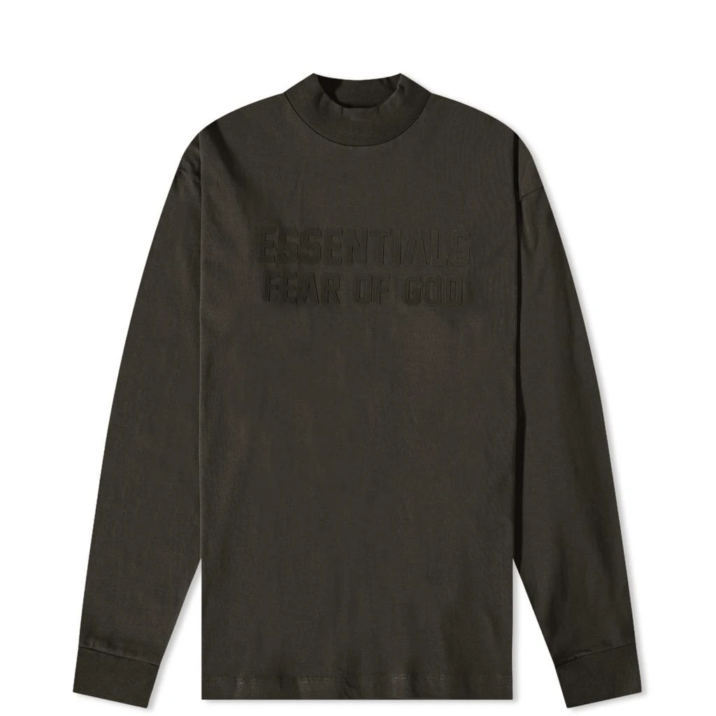 商品Essentials|Fear of God ESSENTIALS Long Sleeve Kids Logo T-Shirt - Off Black,价格¥184,第1张图片