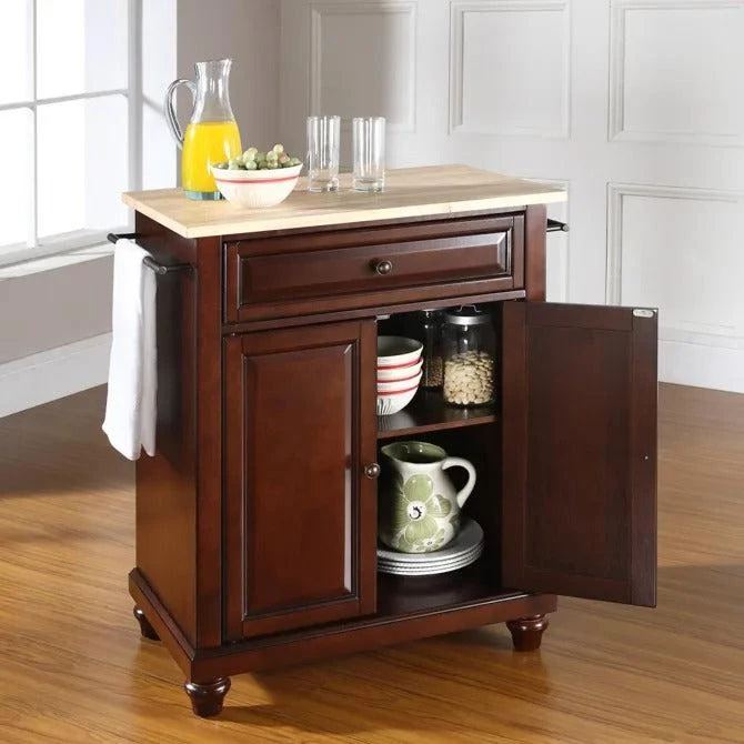 商品Crosley|Furniture Cambridge Mahogany/natural Wood Top Portable Kitchen Island/cart,价格¥3879,第1张图片