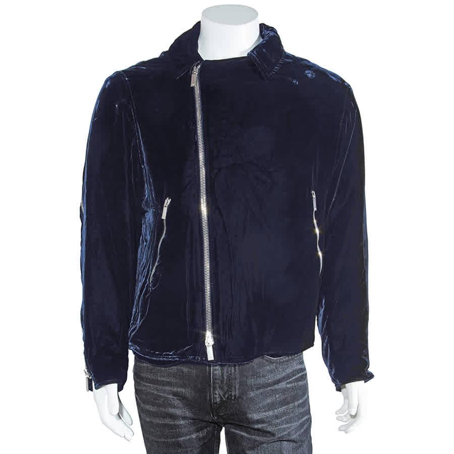 Emporio Armani Mens Navy Velvet Zip Blouson Jacket, Brand Size 48商品第1张图片规格展示