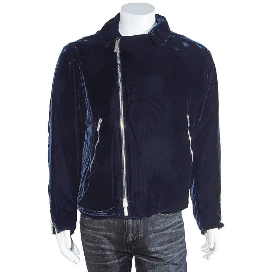 商品Emporio Armani|Emporio Armani Mens Navy Velvet Zip Blouson Jacket, Brand Size 54,价格¥3127,第1张图片