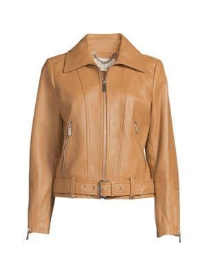 商品Michael Kors|Missy Belted Leather Jacket,价格¥875,第3张图片详细描述