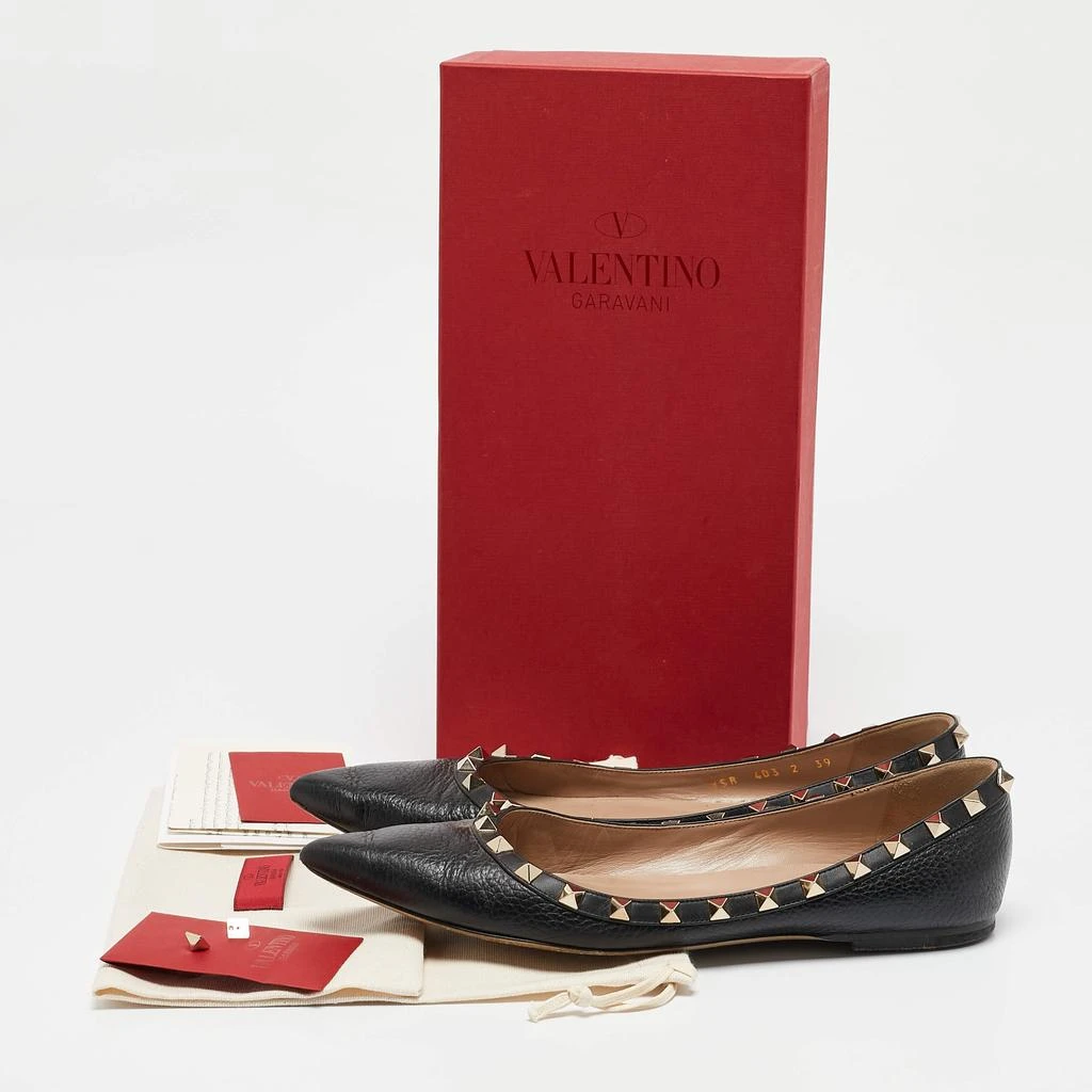 Valentino Black Leather Rockstud Ballet Flats Size 39 商品