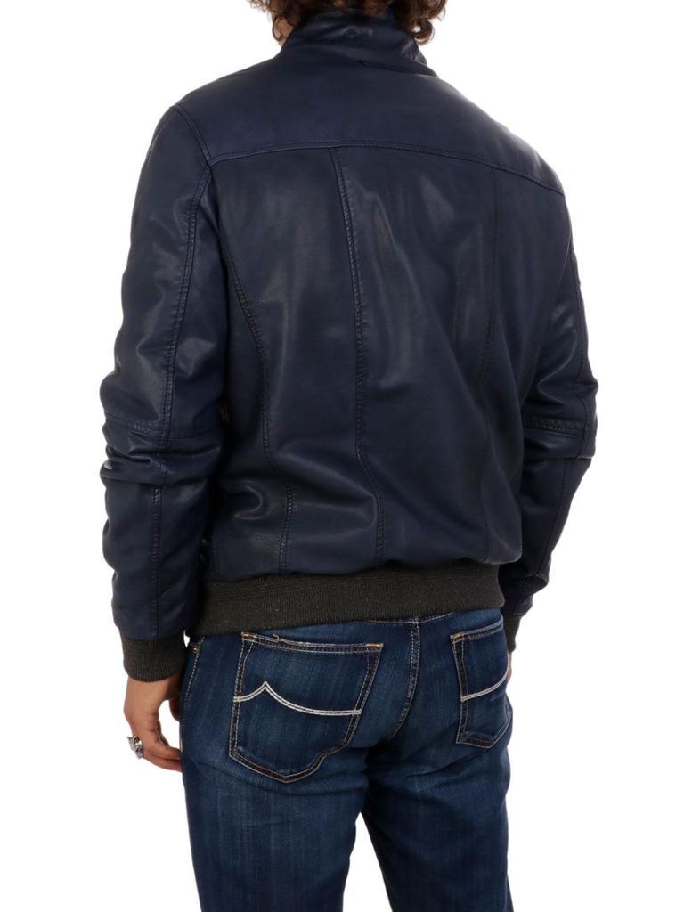 商品THE JACK LEATHERS|The Jack Leathers Men's  Blue Leather Outerwear Jacket,价格¥4103,第5张图片详细描述